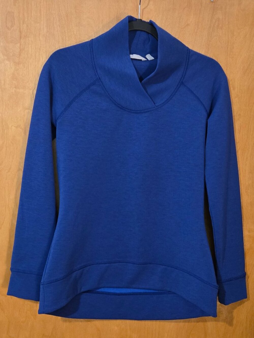 Athleta Pullover Royal Blue Wool Blend Sweatshirt Size XS Cowl Neck Athl